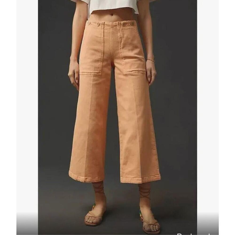 Pilcro The Kit High Rise Crop Jeans wide leg Orange creamsicle melon denim 31
